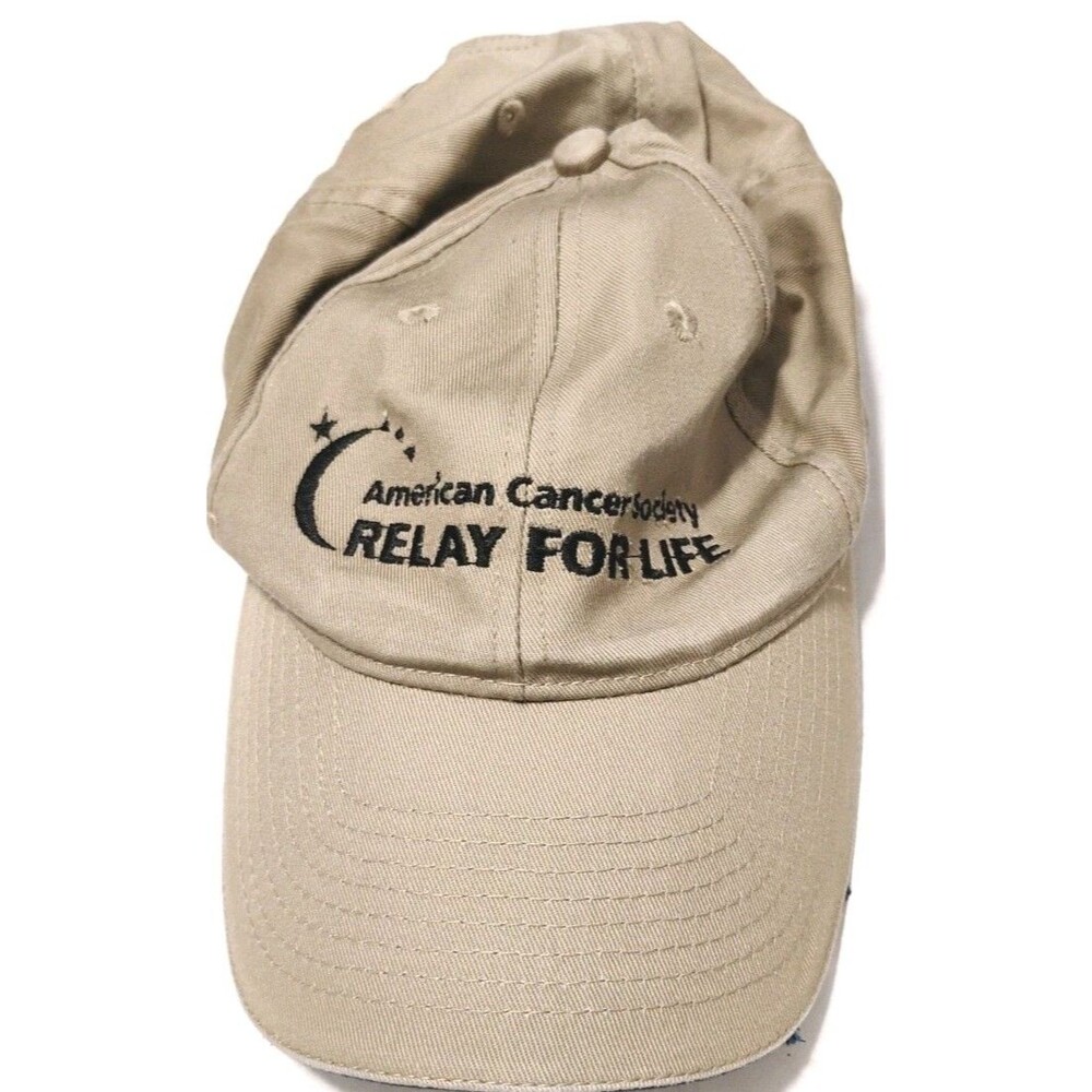American Cancer Society Khaki Hat Adjustable Embroidered Baseball Cap